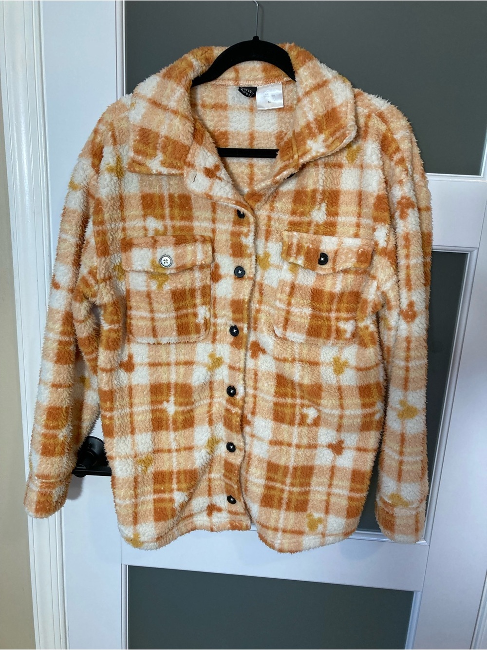 Disney Orange Plaid Hidden Mickey Mouse Shacket - M
